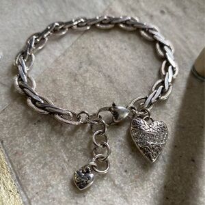 Brighton Jewelry Crystal Love heart charm bracelet